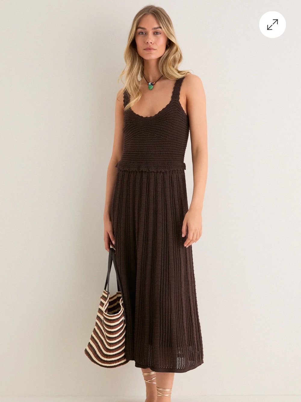 Sleeveless Brown Knit Maxi Dress - Elegant Summer Staple